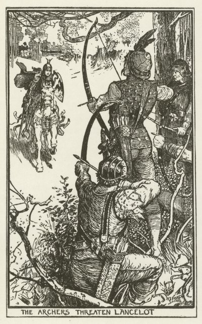 Łucznicy zagrażają Lancelotowi autorstwa Henry Justice Ford